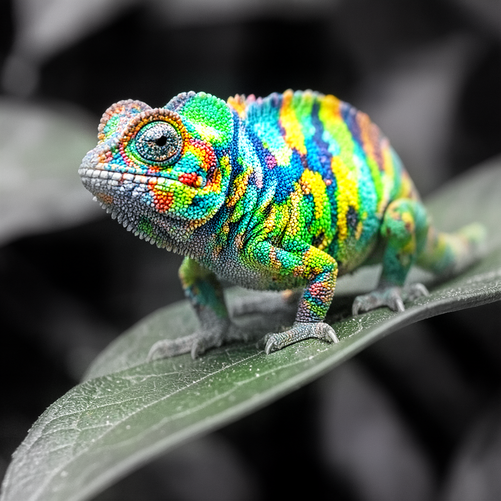 Bonsai output: chameleon generated at 500×500 pixels